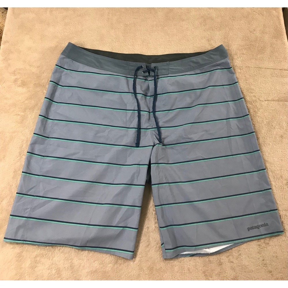 Patagonia Hydro Series Boardshorts Mens 40 Blue Green Striped 86480 SP22 EUC